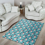 Snowman And Snowflake Pattern Print Area Rug