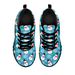 Snowman And Snowflake Pattern Print Black Sneakers