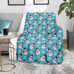 Snowman And Snowflake Pattern Print Blanket