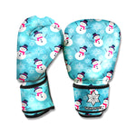 Snowman And Snowflake Pattern Print Boxing Gloves