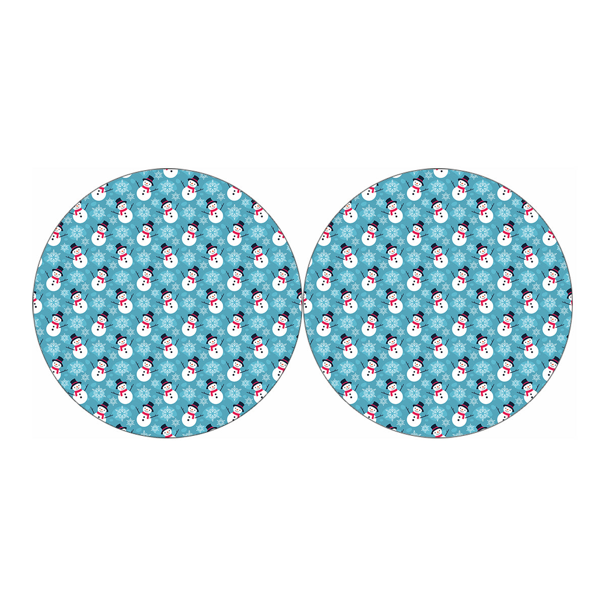 Snowman And Snowflake Pattern Print Car Coasters