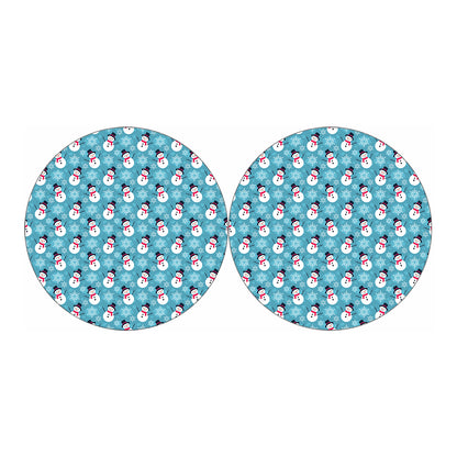 Snowman And Snowflake Pattern Print Car Coasters