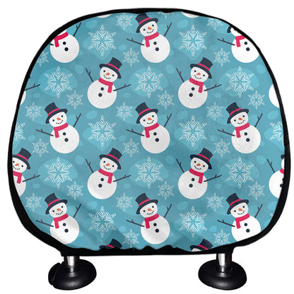 Snowman And Snowflake Pattern Print Car Headrest Covers