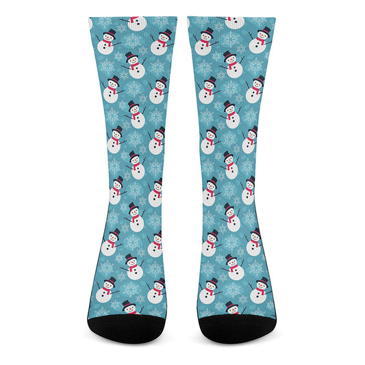 Snowman And Snowflake Pattern Print Crew Socks