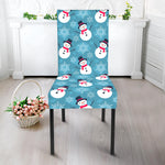 Snowman And Snowflake Pattern Print Dining Chair Slipcover
