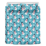 Snowman And Snowflake Pattern Print Duvet Cover Bedding Set