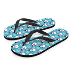Snowman And Snowflake Pattern Print Flip Flops