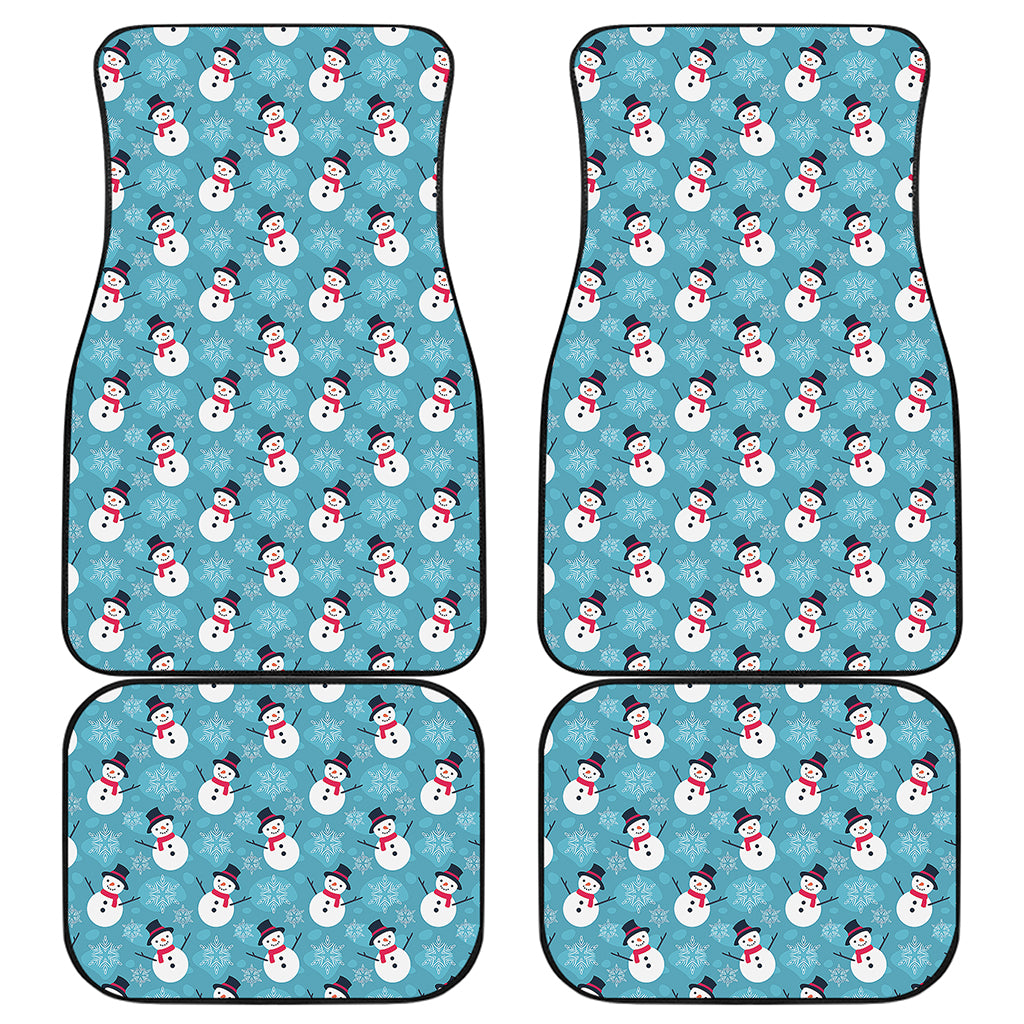 Snowman And Snowflake Pattern Print Front and Back Car Floor Mats