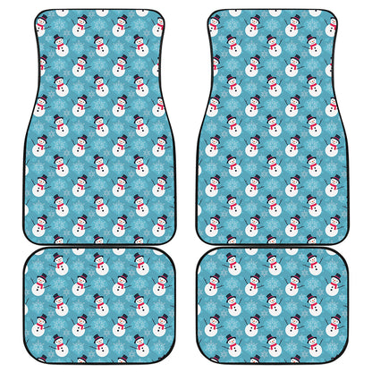 Snowman And Snowflake Pattern Print Front and Back Car Floor Mats