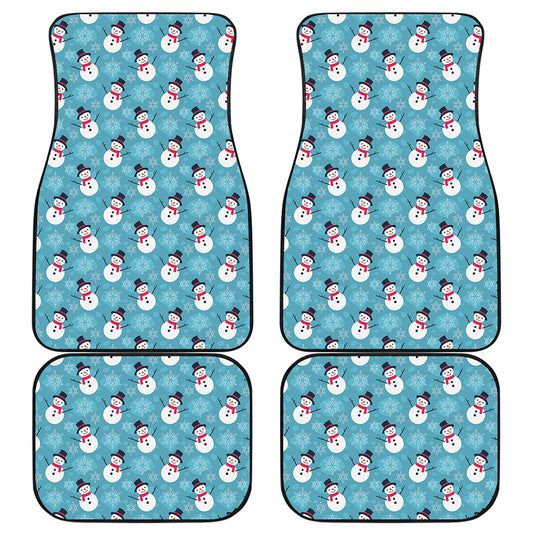 Snowman And Snowflake Pattern Print Front and Back Car Floor Mats