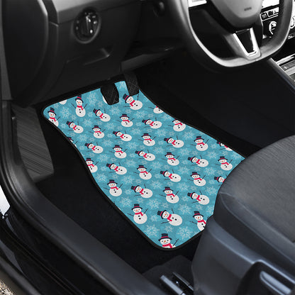 Snowman And Snowflake Pattern Print Front and Back Car Floor Mats