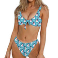 Snowman And Snowflake Pattern Print Front Bow Tie Bikini