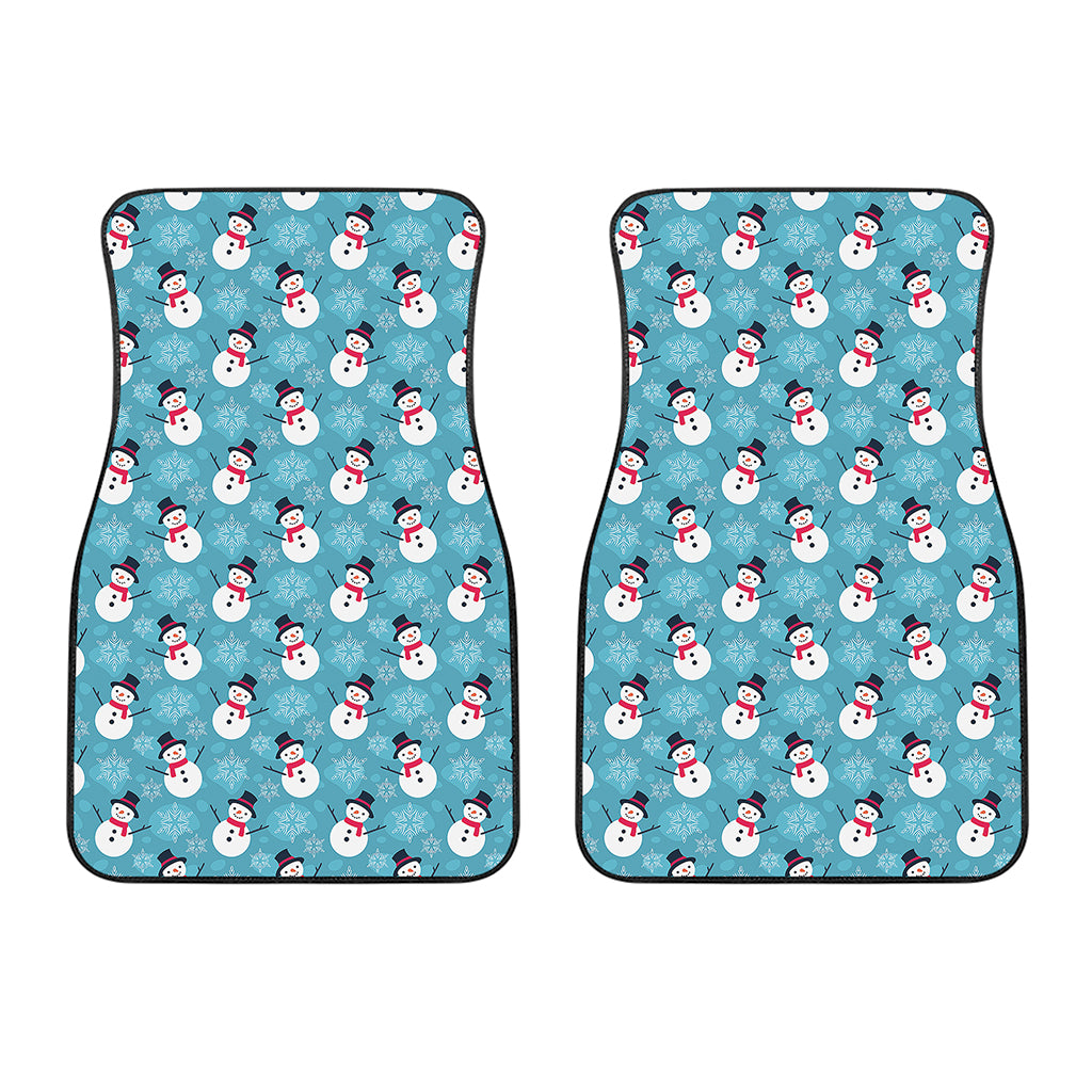 Snowman And Snowflake Pattern Print Front Car Floor Mats