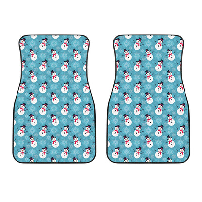 Snowman And Snowflake Pattern Print Front Car Floor Mats