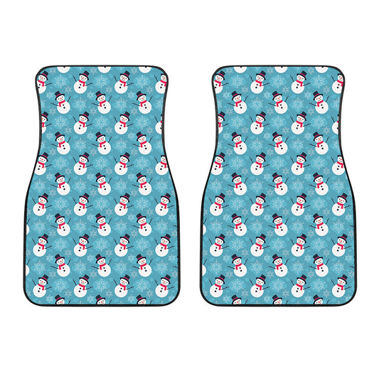 Snowman And Snowflake Pattern Print Front Car Floor Mats