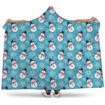 Snowman And Snowflake Pattern Print Hooded Blanket