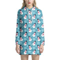 Snowman And Snowflake Pattern Print Pullover Hoodie Dress