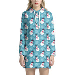 Snowman And Snowflake Pattern Print Hoodie Dress