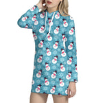 Snowman And Snowflake Pattern Print Hoodie Dress