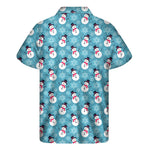 Snowman And Snowflake Pattern Print Men's Short Sleeve Shirt