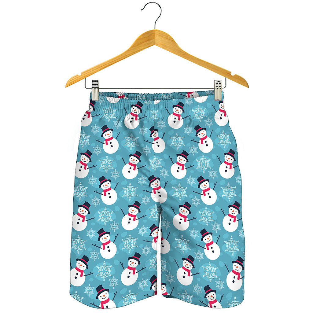 Snowman And Snowflake Pattern Print Men's Shorts