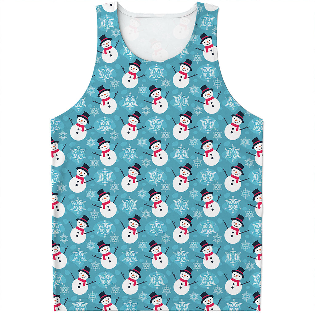 Snowman And Snowflake Pattern Print Men's Tank Top