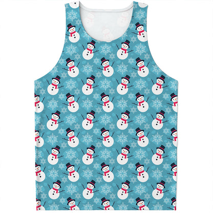 Snowman And Snowflake Pattern Print Men's Tank Top