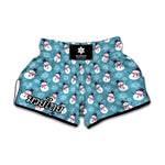Snowman And Snowflake Pattern Print Muay Thai Boxing Shorts