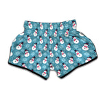 Snowman And Snowflake Pattern Print Muay Thai Boxing Shorts