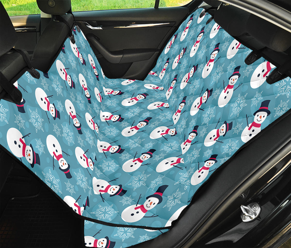 Snowman And Snowflake Pattern Print Pet Car Back Seat Cover
