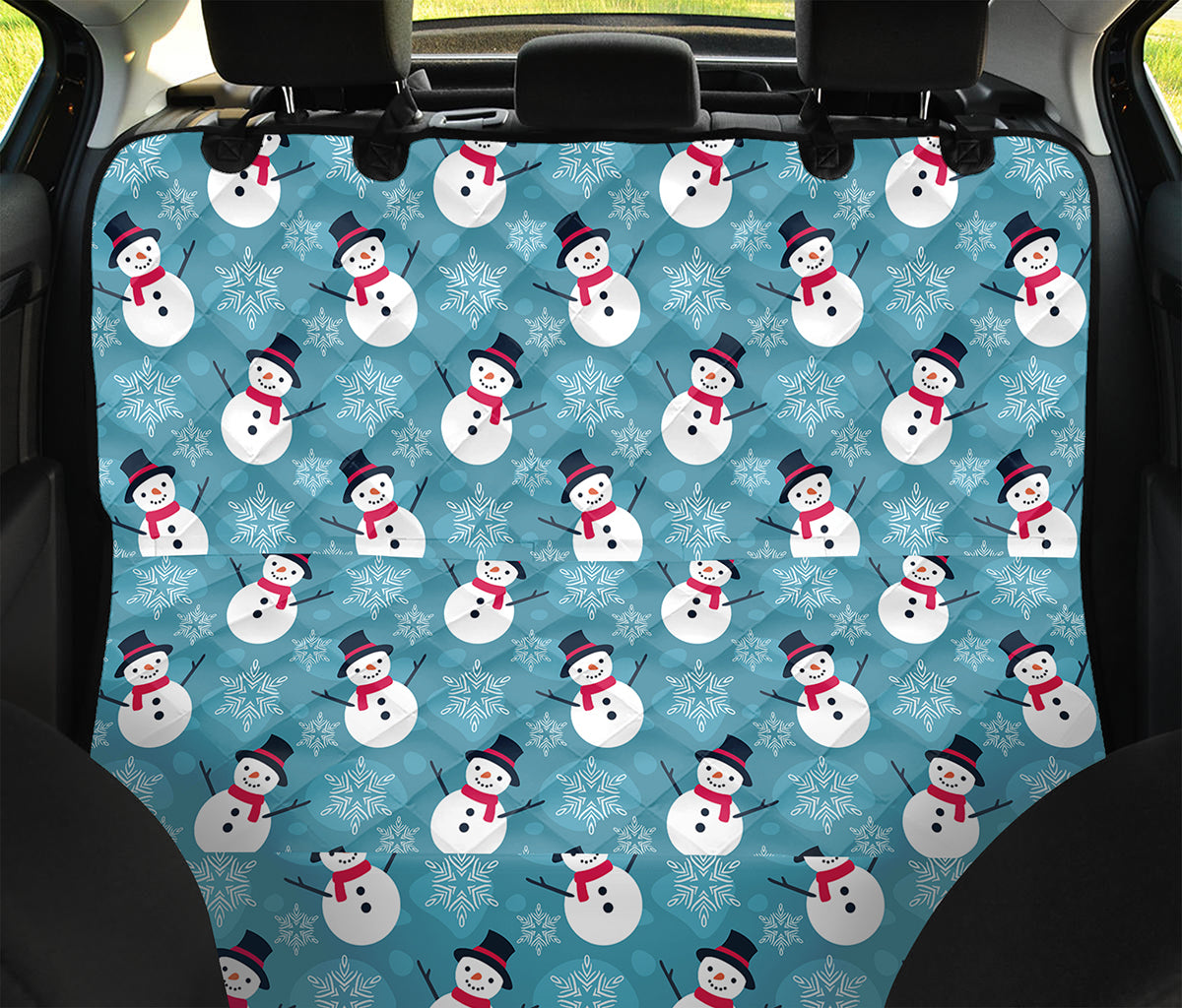 Snowman And Snowflake Pattern Print Pet Car Back Seat Cover