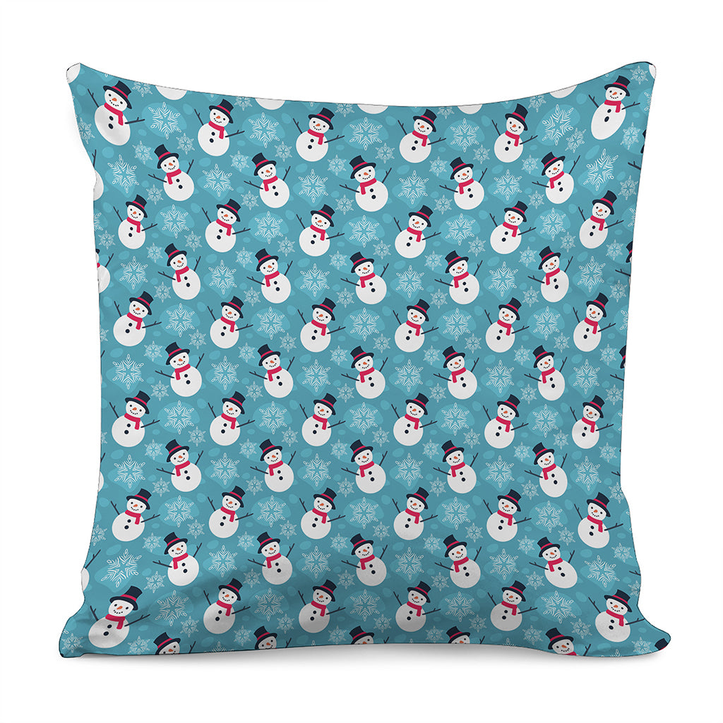 Snowman And Snowflake Pattern Print Pillow Cover