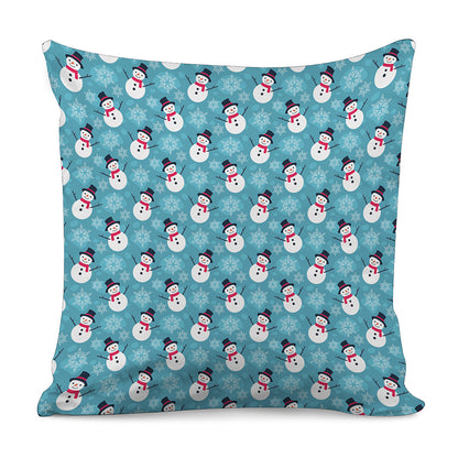 Snowman And Snowflake Pattern Print Pillow Cover