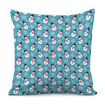 Snowman And Snowflake Pattern Print Pillow Cover