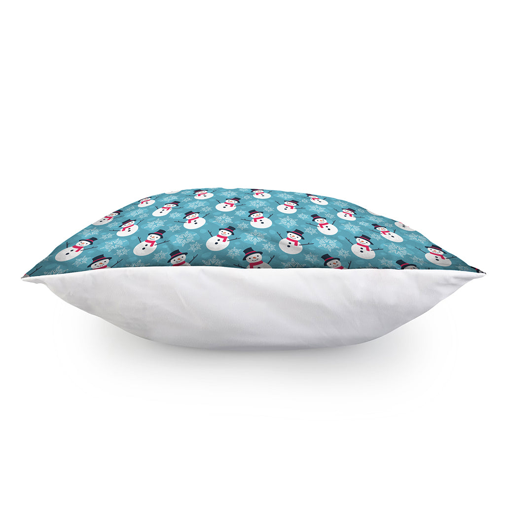 Snowman And Snowflake Pattern Print Pillow Cover
