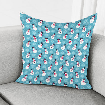 Snowman And Snowflake Pattern Print Pillow Cover