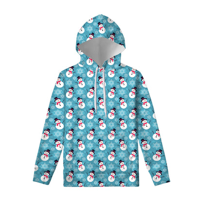 Snowman And Snowflake Pattern Print Pullover Hoodie