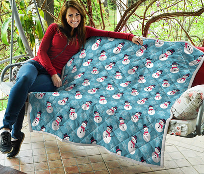 Snowman And Snowflake Pattern Print Quilt