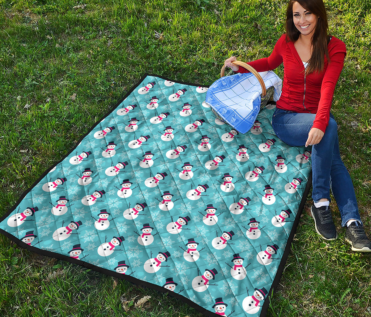 Snowman And Snowflake Pattern Print Quilt