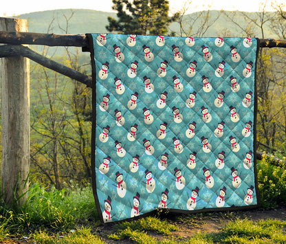 Snowman And Snowflake Pattern Print Quilt