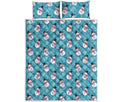 Snowman And Snowflake Pattern Print Quilt Bed Set