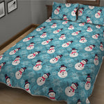 Snowman And Snowflake Pattern Print Quilt Bed Set