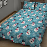 Snowman And Snowflake Pattern Print Quilt Bed Set