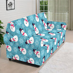 Snowman And Snowflake Pattern Print Sofa Cover