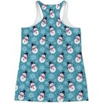 Snowman And Snowflake Pattern Print Women's Racerback Tank Top