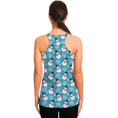 Snowman And Snowflake Pattern Print Women's Racerback Tank Top