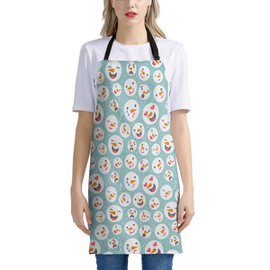 Snowman Emoji Pattern Print Apron