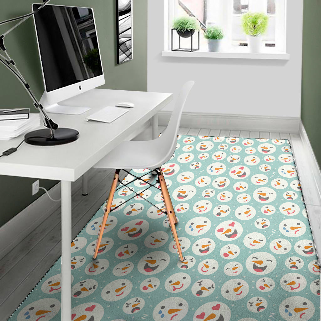 Snowman Emoji Pattern Print Area Rug