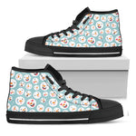 Snowman Emoji Pattern Print Black High Top Shoes