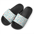 Snowman Emoji Pattern Print Black Slide Sandals